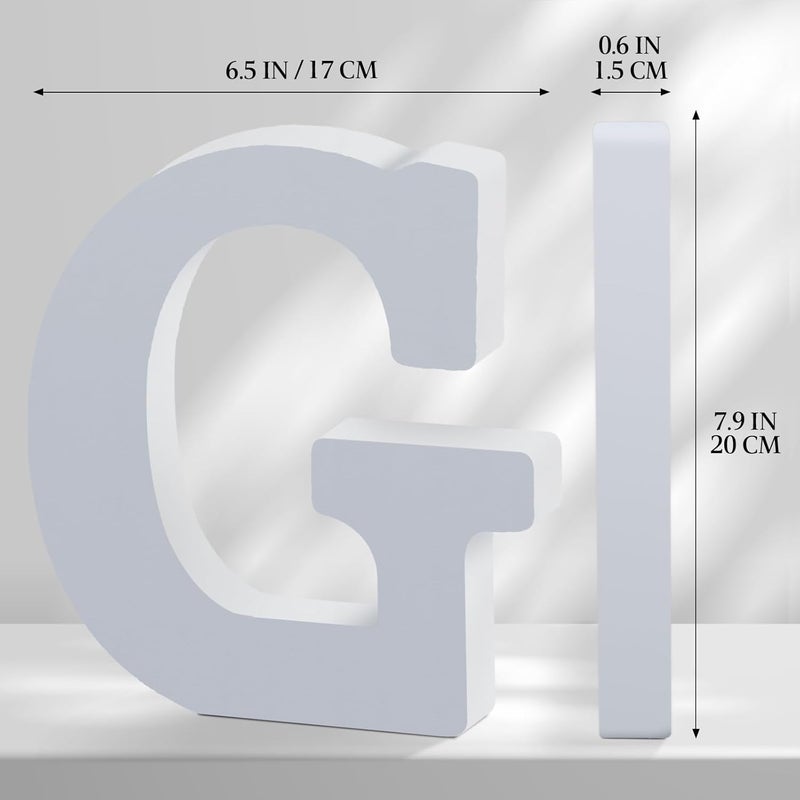 SETNDTS White Wooden Letters 8 Inch for Wall Decor,Large Unfinished Wood Letters for Home,Wooden Alphabet Letters for Crafts,Standing Garden Board or Room Name Signs DIY Carft (G) - Image 2